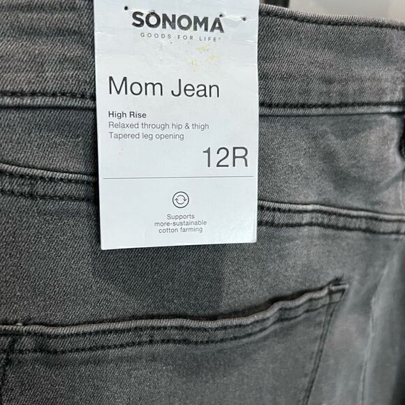 NWT Sonoma mom jeans ultra high rise baggy grey denim size 12 - Picture 2 of 14